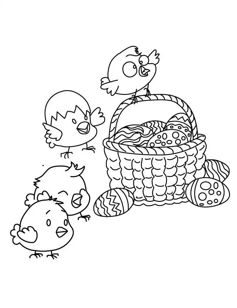 Coloriage Œufs De Pâques Avec Poussins - Pâques à imprimer