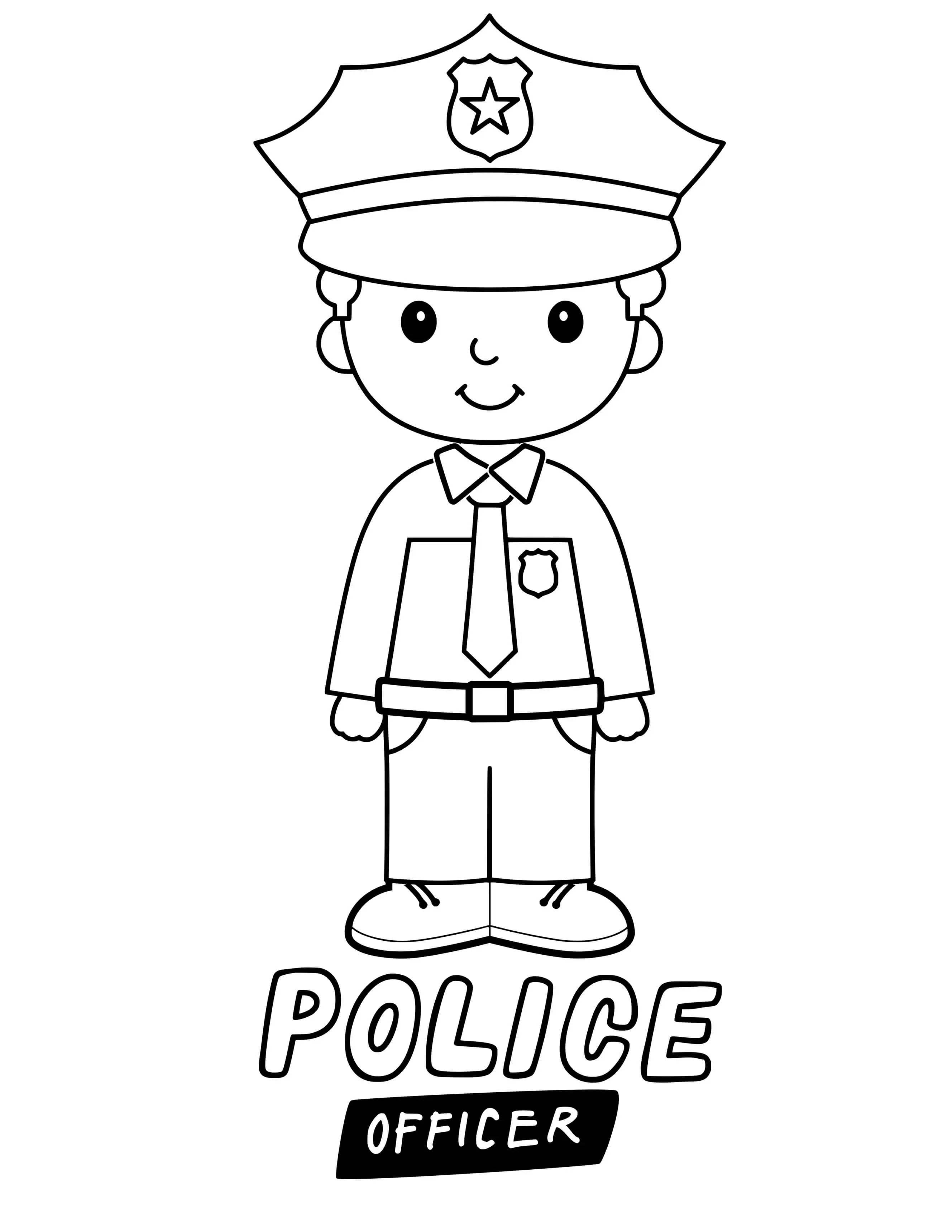 Coloriage Officier De Police Jeune Policier - Police à imprimer