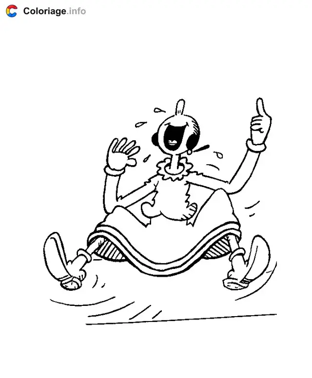 Coloriage Olive est morte de rire - Popeye à imprimer