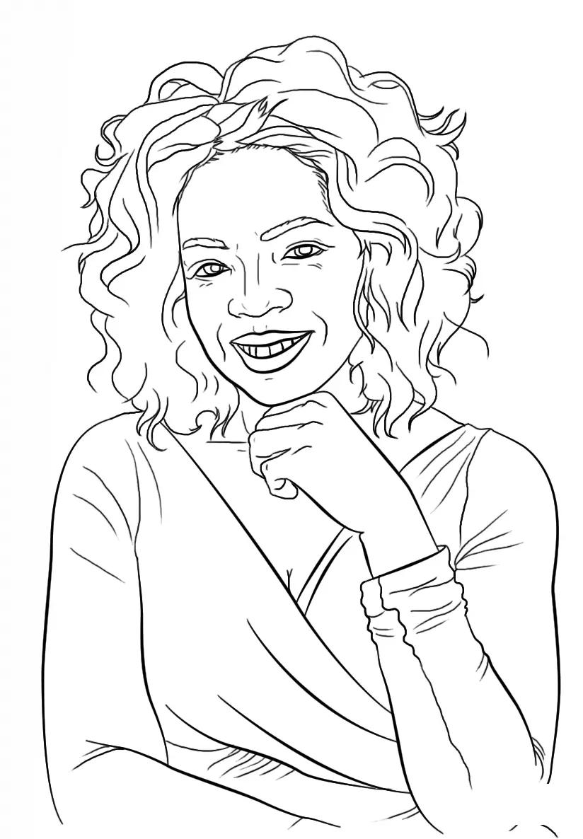 Coloriage Oprah Winfrey Célébrité Star - Fille ado à imprimer