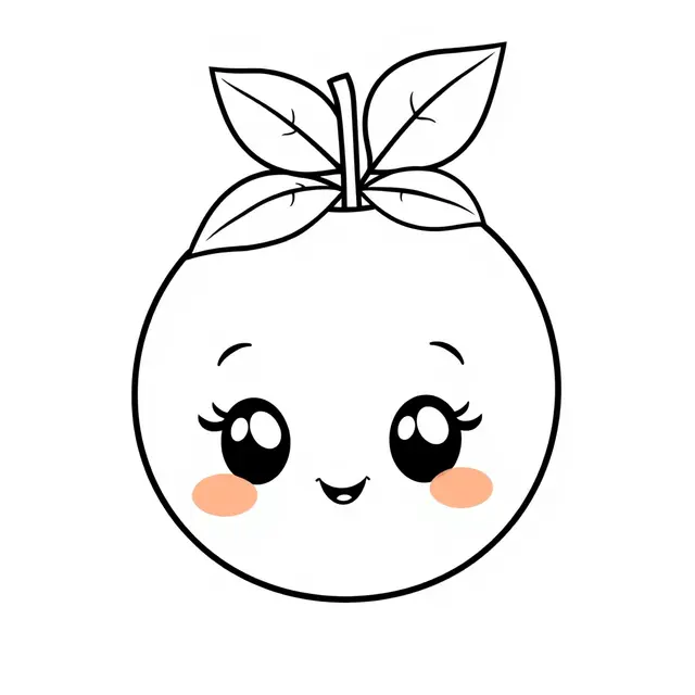 Kawaii Orange Fruit coloring page to print
