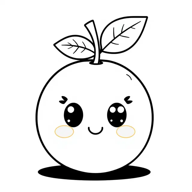 Kawaii Orange Fruit #4 coloring page to print