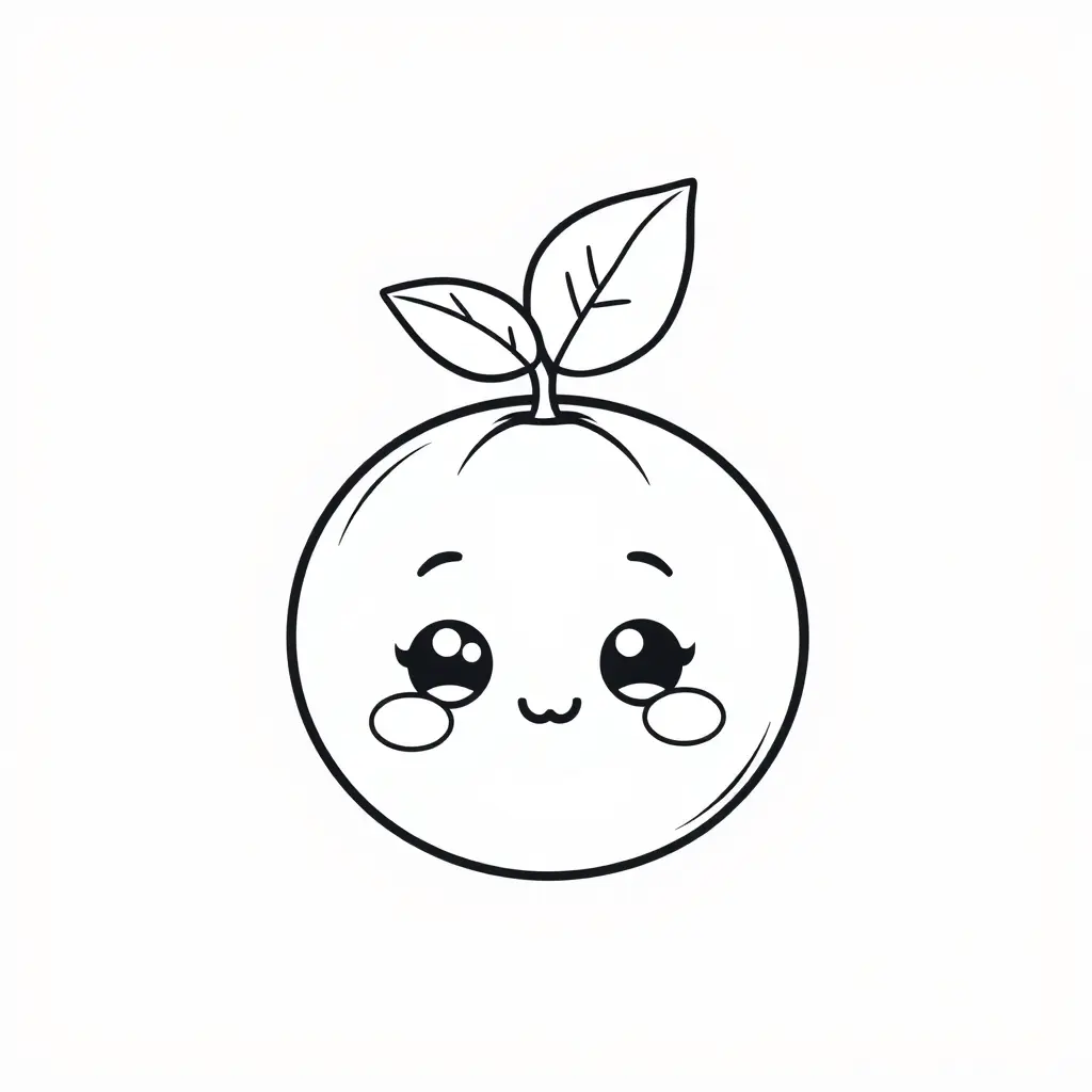 Coloriage Orange 5 Fruit Kawaii - Kawaii fruits à imprimer