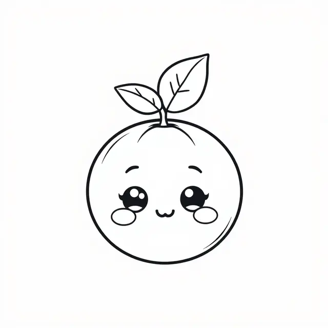 Kawaii Orange with the Number 5 coloring page to print