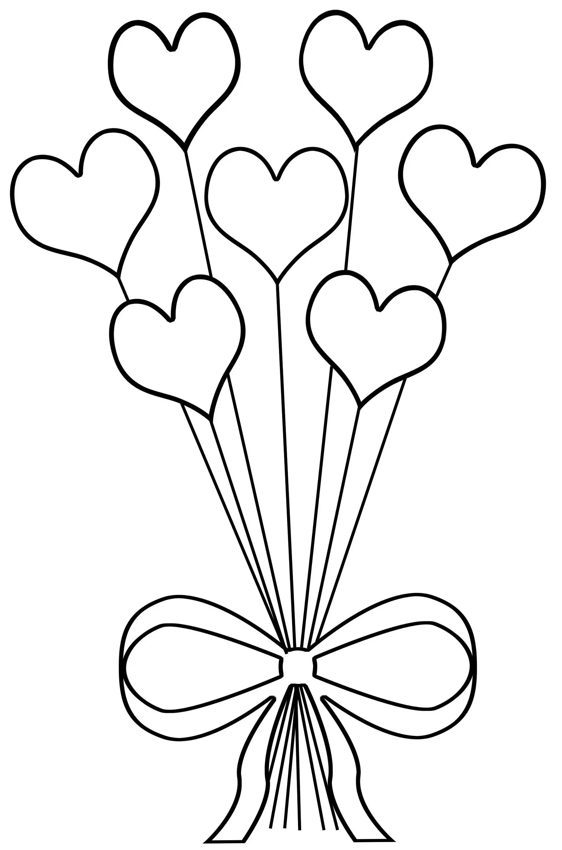 Heart-Shaped Flower Bouquet coloring page to print
