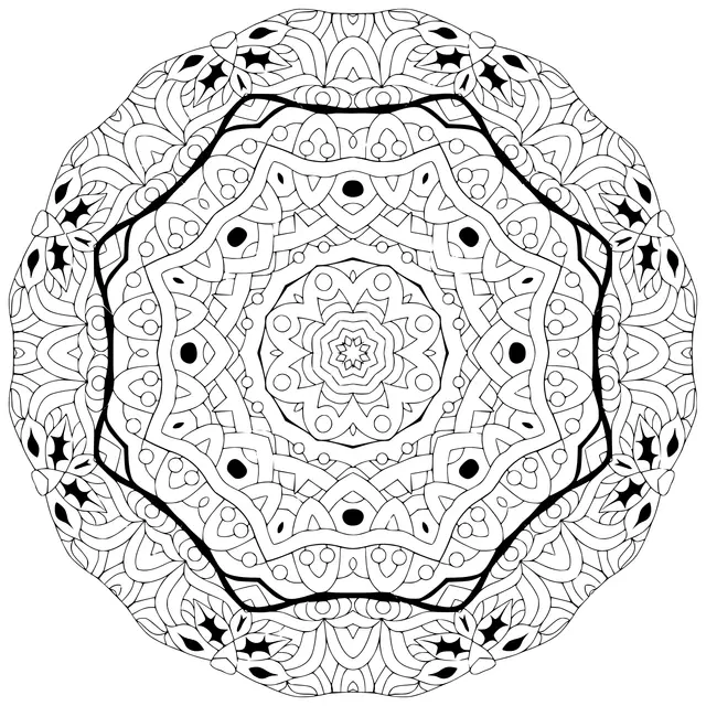 Coloriage Ornements Ronds Decoratifs Forme De Fleur Inhabituelle Oriental - Mandala à imprimer
