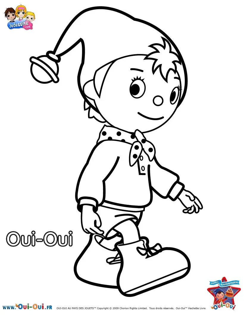 Coloriage Oui Oui le pantin créé par Enid Blyton - Oui oui à imprimer
