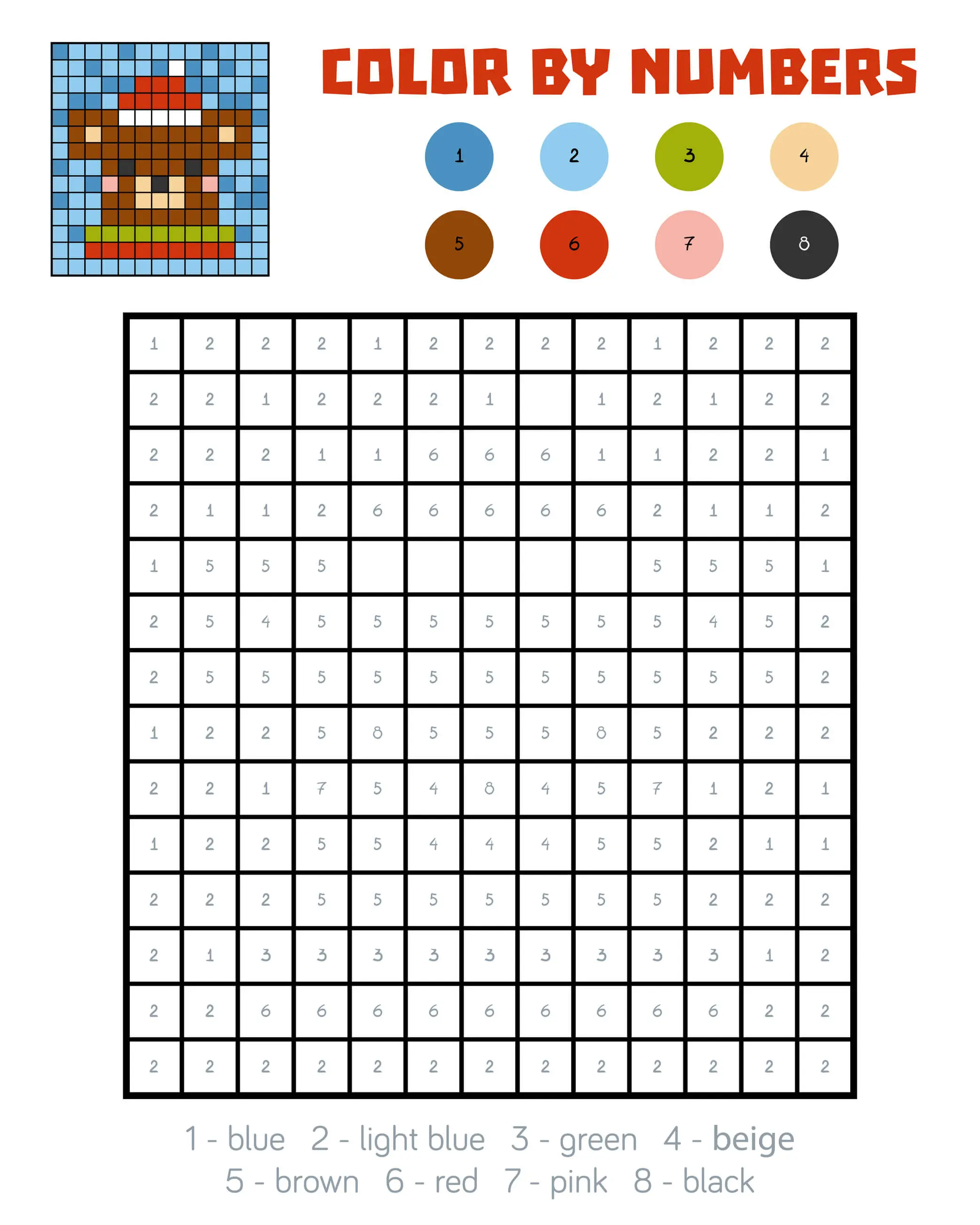 Coloriage Ours Avec Chapeu Du Père Noël Pixel - Magique cp à imprimer