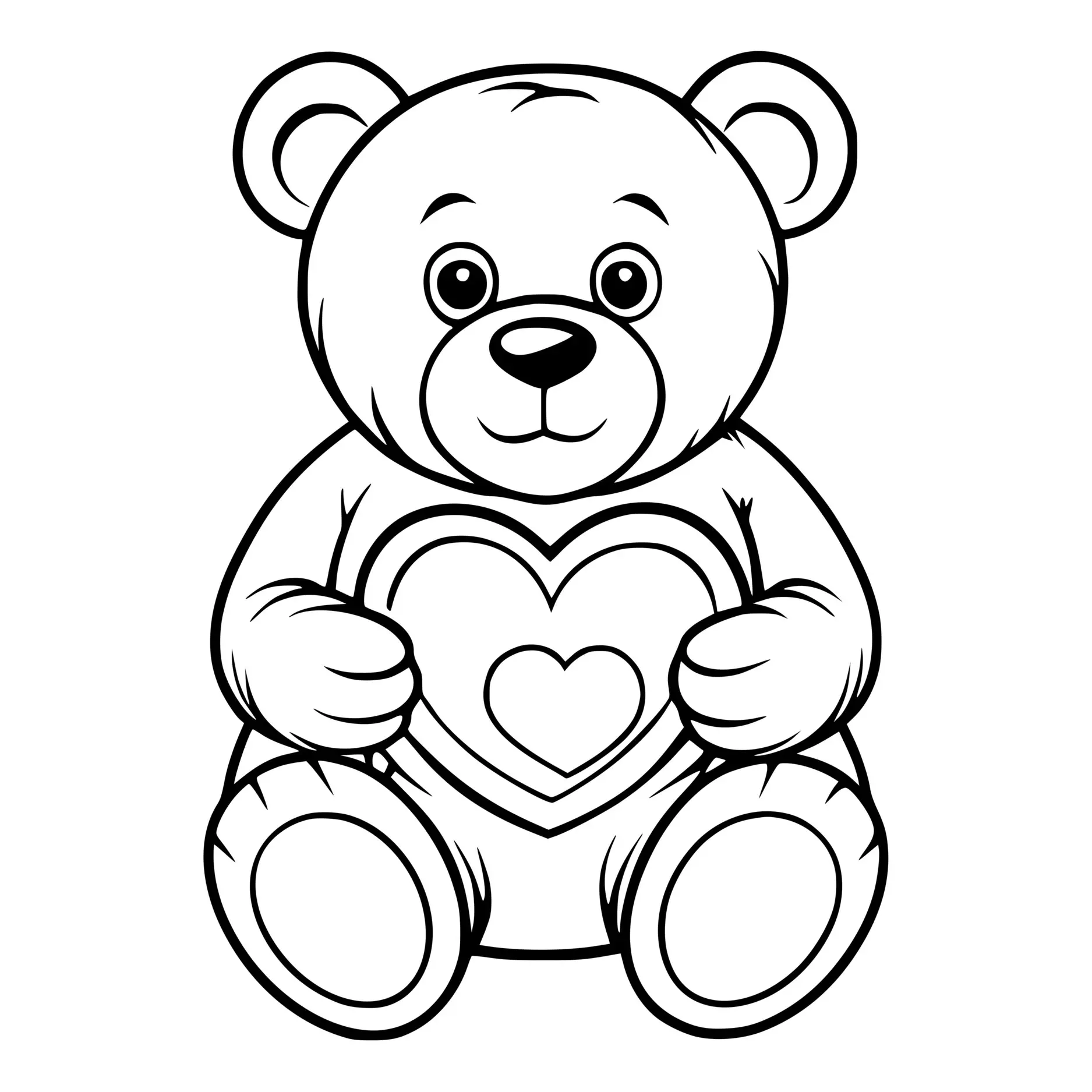 Coloriage Ours Cœur Dans Les Mains Saint Valentin - Saint-Valentin à imprimer