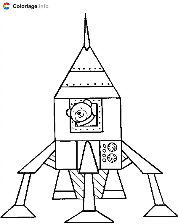 Teddy Bear in a Rocket coloring page to print