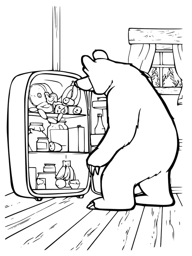 Coloriage Ours Michka A Une Petite Faim - Masha et michka à imprimer
