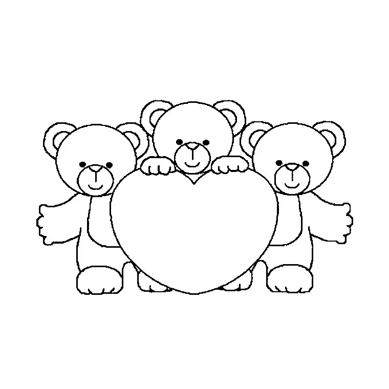 Coloriage Ourson Avec Cœur - Saint-Valentin à imprimer