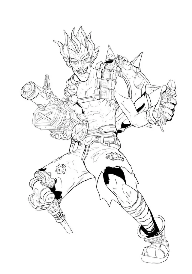 Coloriage Overwatch Junkrat Frag Launcher - Overwatch à imprimer