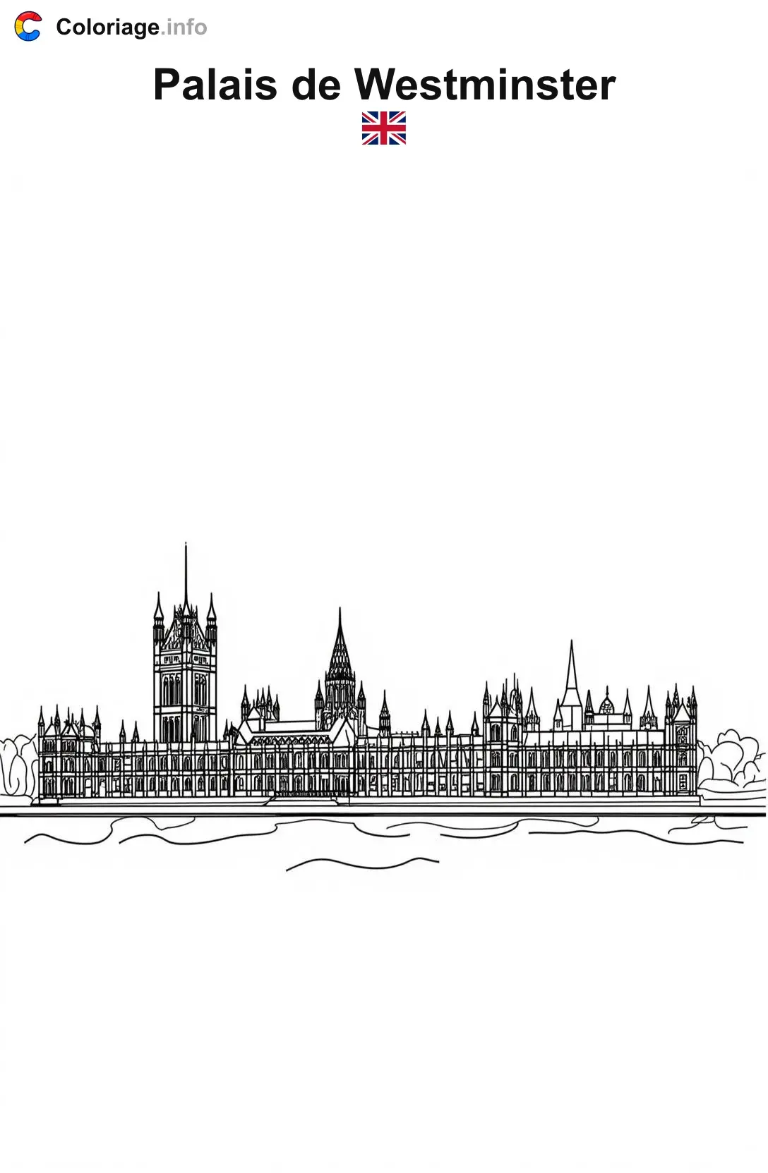 Coloriage Palais de Westminster Royaume-Uni - Monuments à imprimer