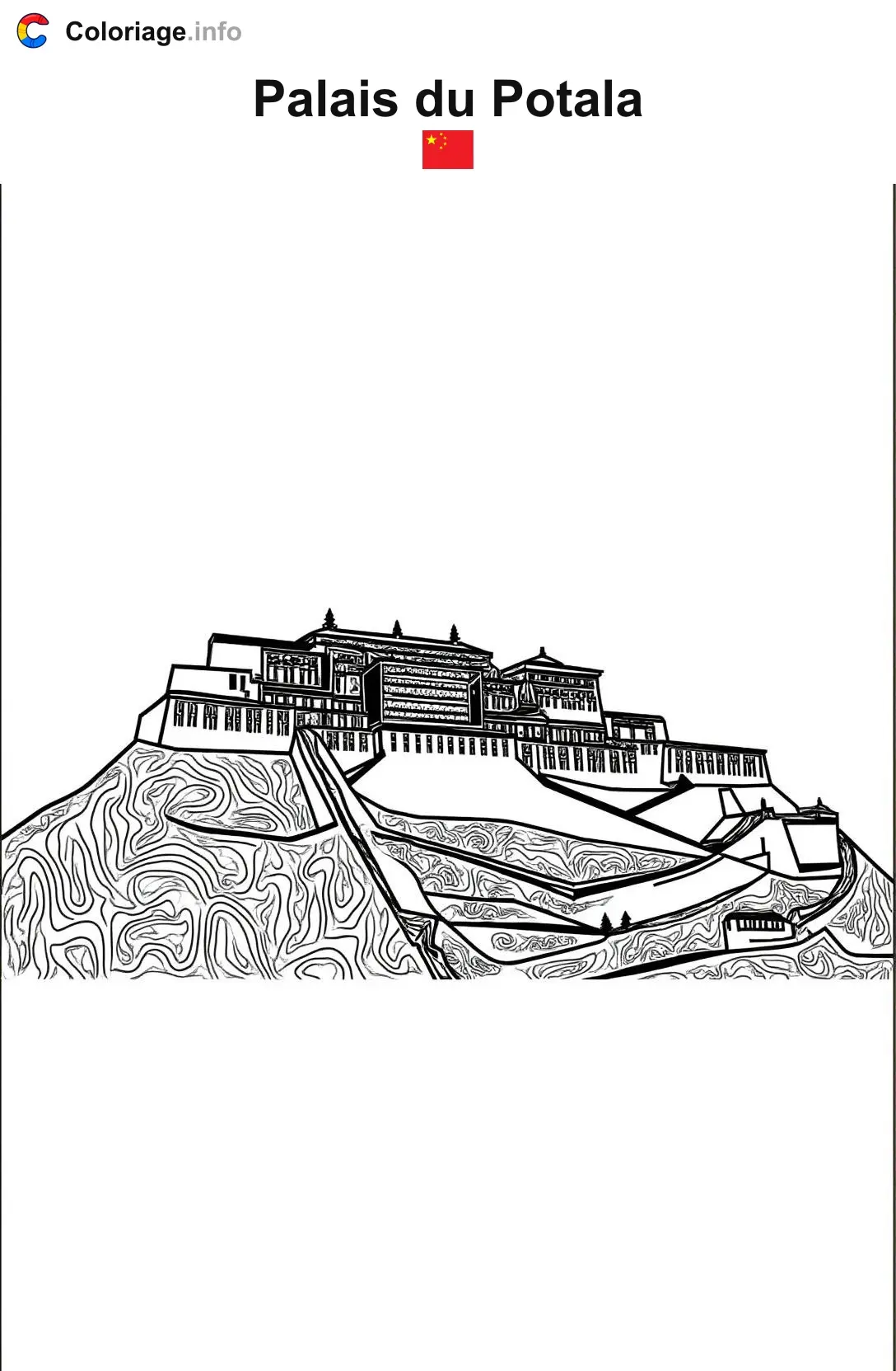 Coloriage Palais du Potala Chine - Monuments à imprimer