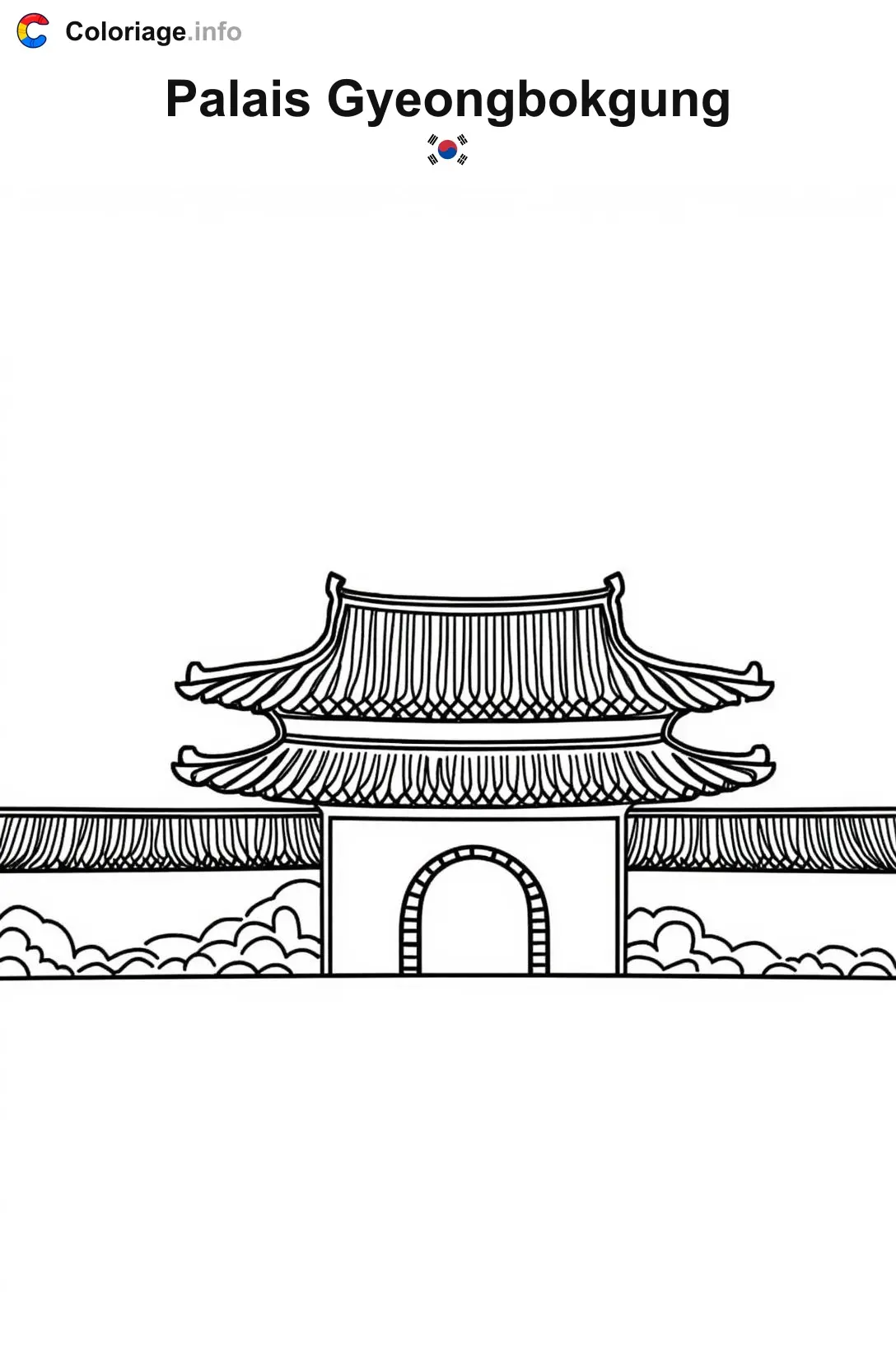 Coloriage Palais Gyeongbokgung Corée du Sud - Monuments à imprimer