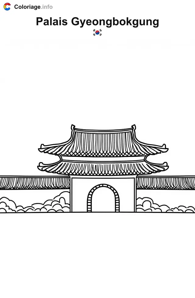 Coloriage Palais Gyeongbokgung Corée du Sud - Monuments à imprimer