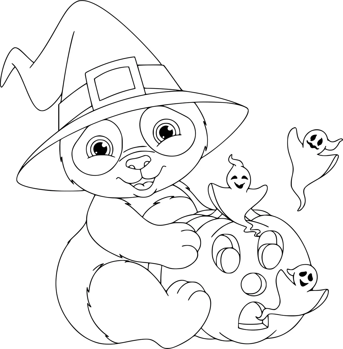 Desenho de Abóbora Fantasma Panda para colorir