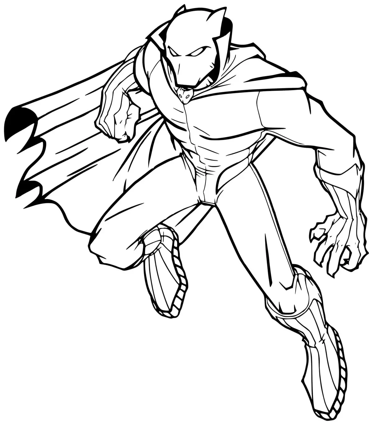Coloriage Panthere Noire Avec Un Manteau - Black panther à imprimer
