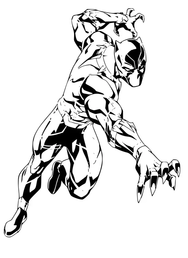 Coloriage Panthere Noire De Marvel Comics - Black panther à imprimer