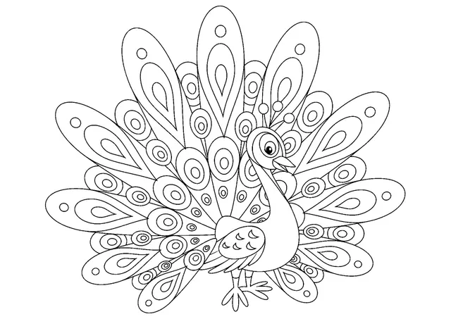 Coloriage Paon Oiseau Bleu - Paon à imprimer