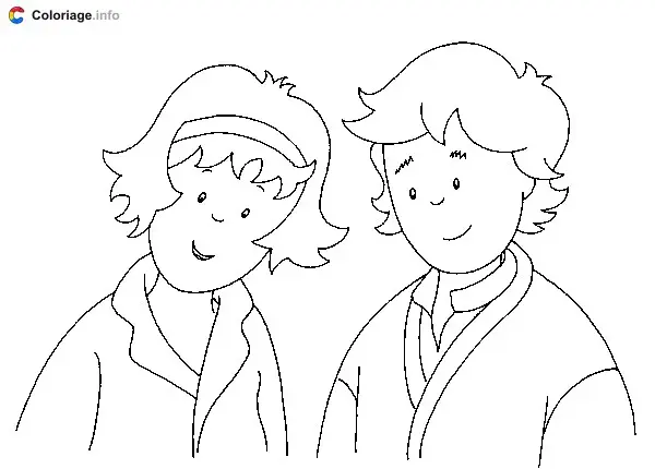 Caillou with Mom and Dad coloring page to print