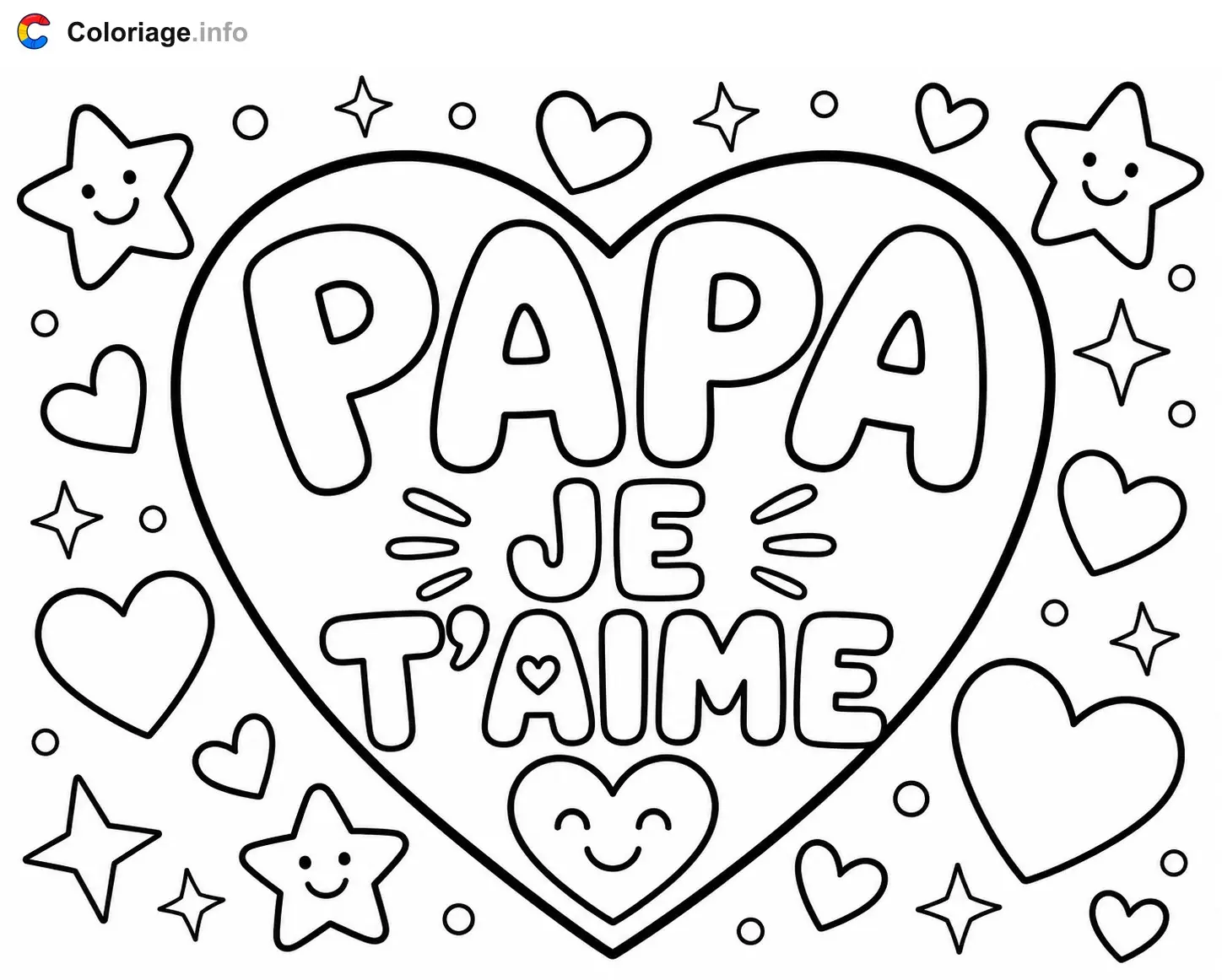Coloriage Papa je t'aime - Fête des pères à imprimer