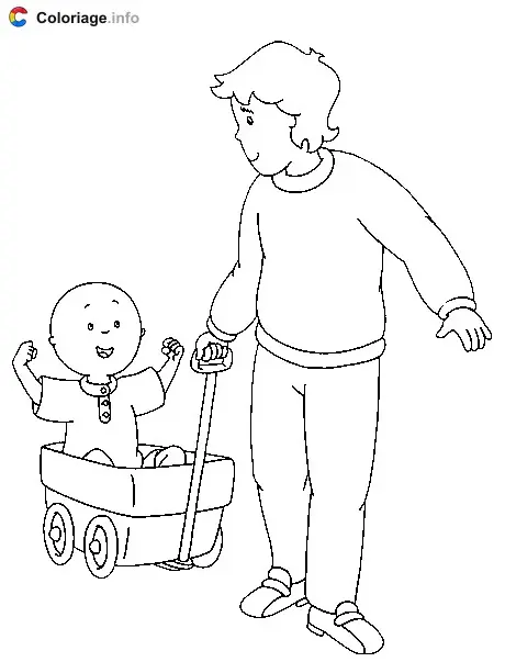 Dad Plays with Caillou coloring page to print