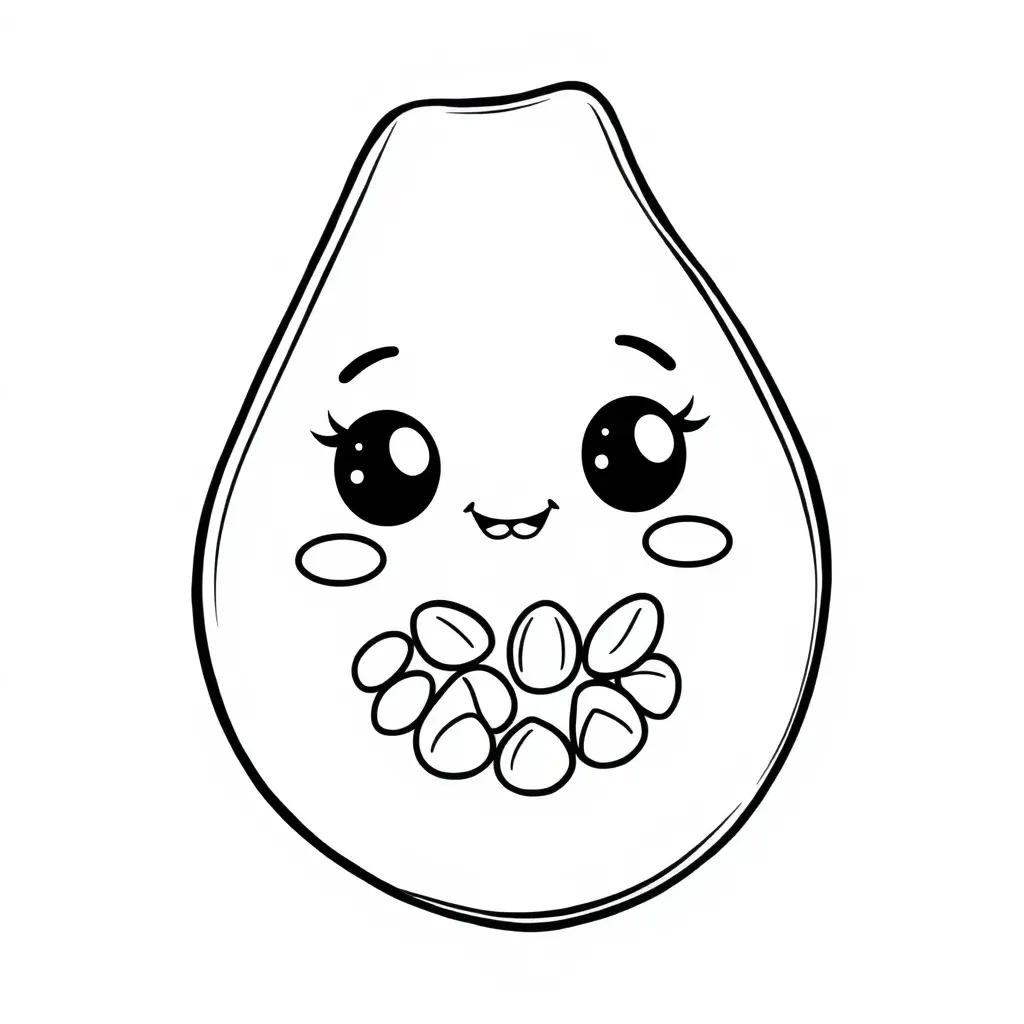 Coloriage Papaye 2 Fruit Kawaii - Kawaii fruits à imprimer
