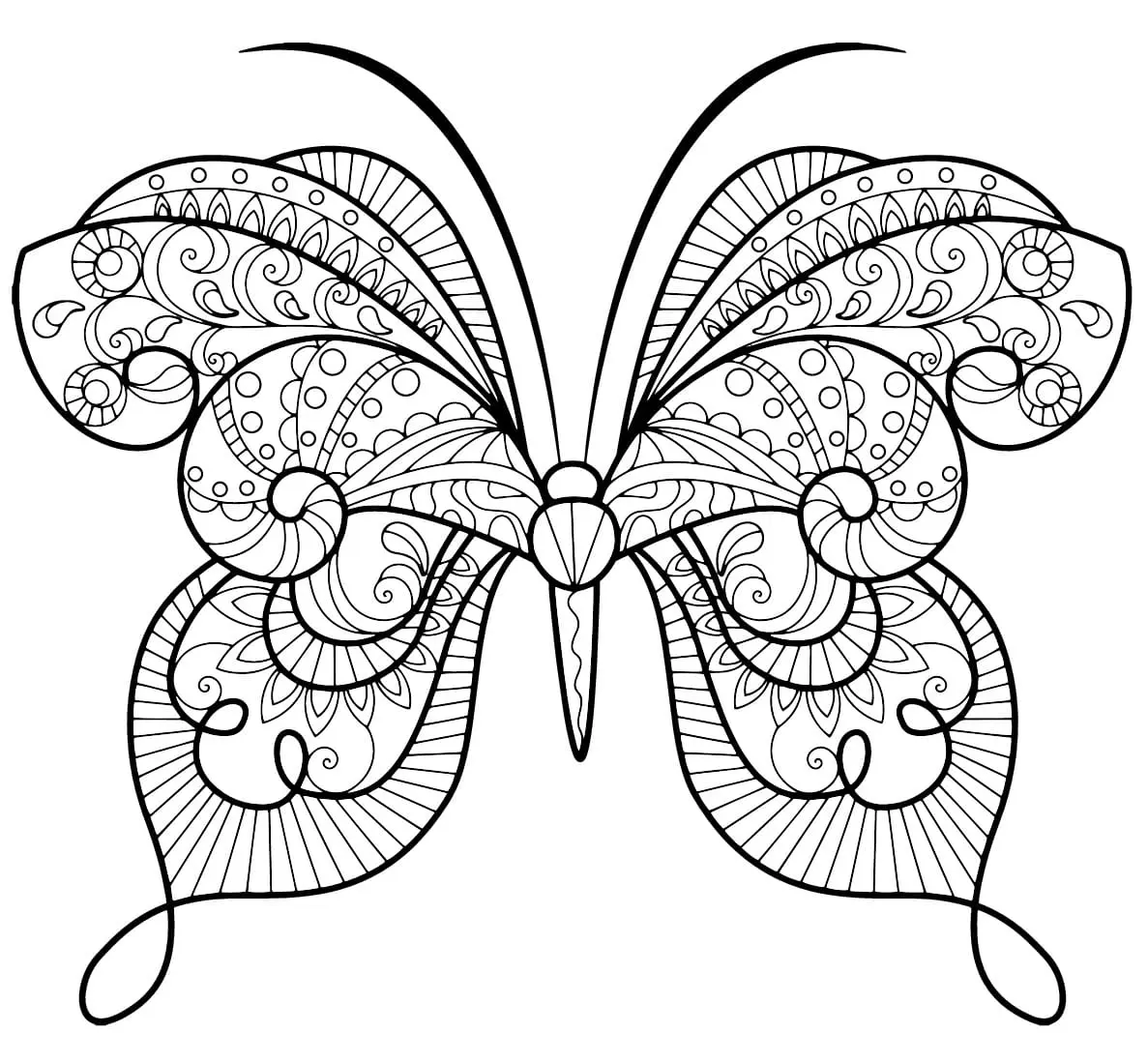 Coloriage Papillon Zentangle Jolis Motifs 15 Min - Adulte papillon à imprimer