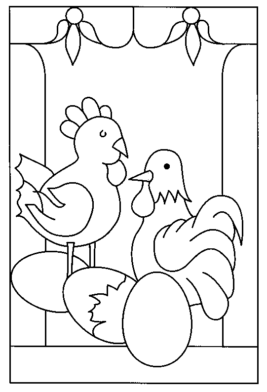 Coloriage Pâques Deux Poussins - Pâques à imprimer