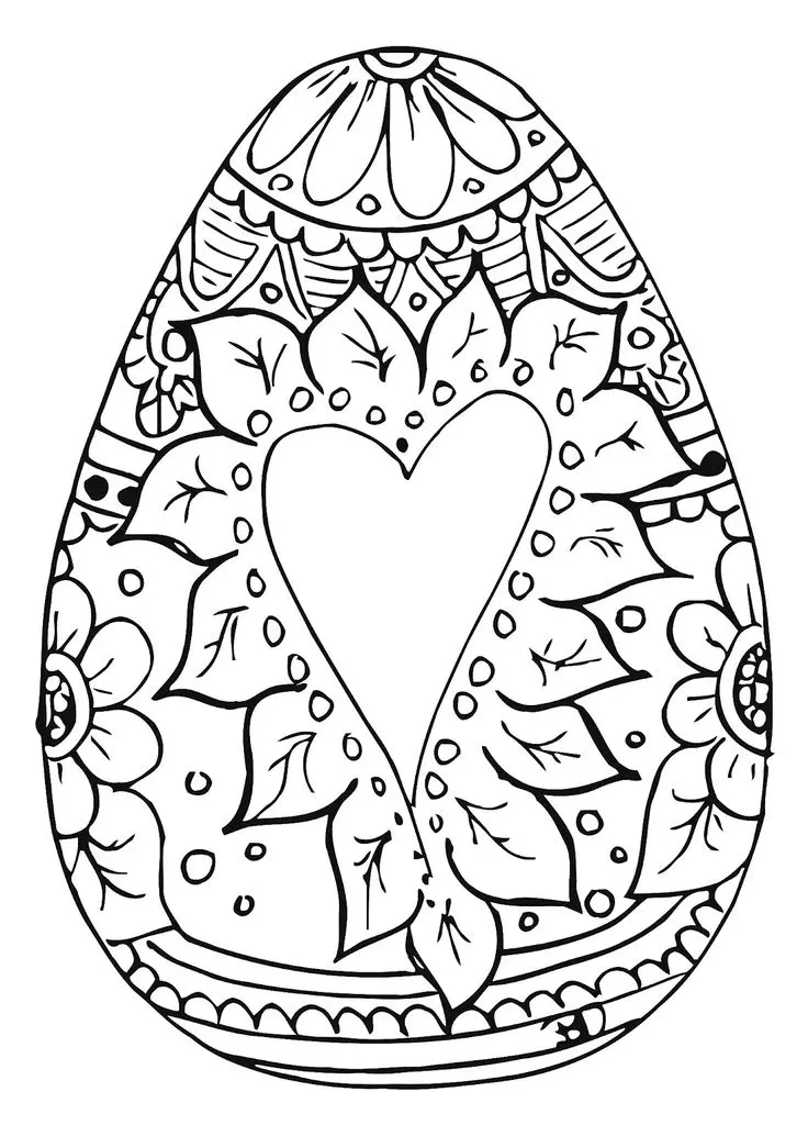 Coloriage Pâques Mandala Antistress Adulte Cœur - Pâques à imprimer