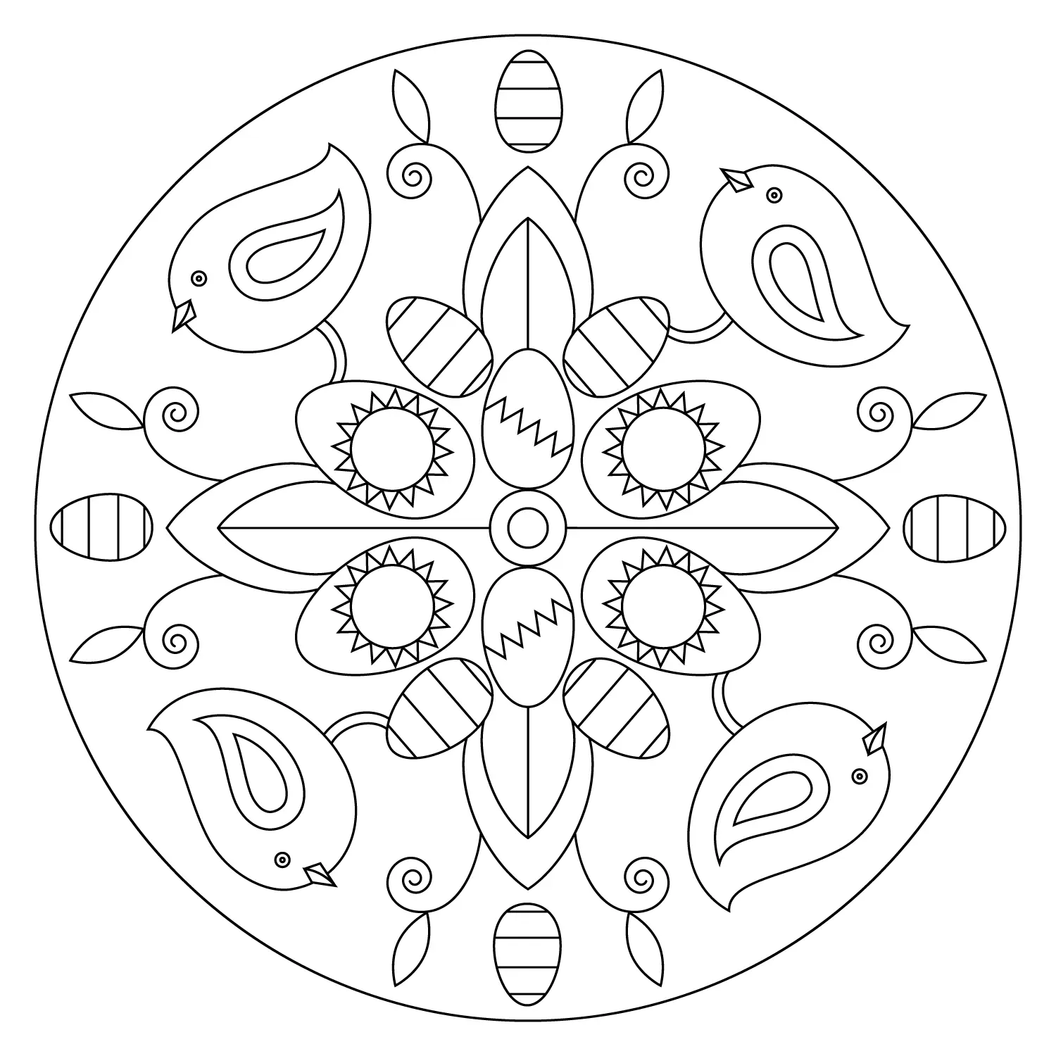 Coloriage Pâques Mandala Œufs Poussins Par Lena London - Pâques mandala à imprimer