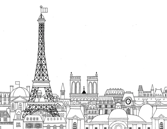 Coloriage Paris Ville De France Paysage - Ville à imprimer