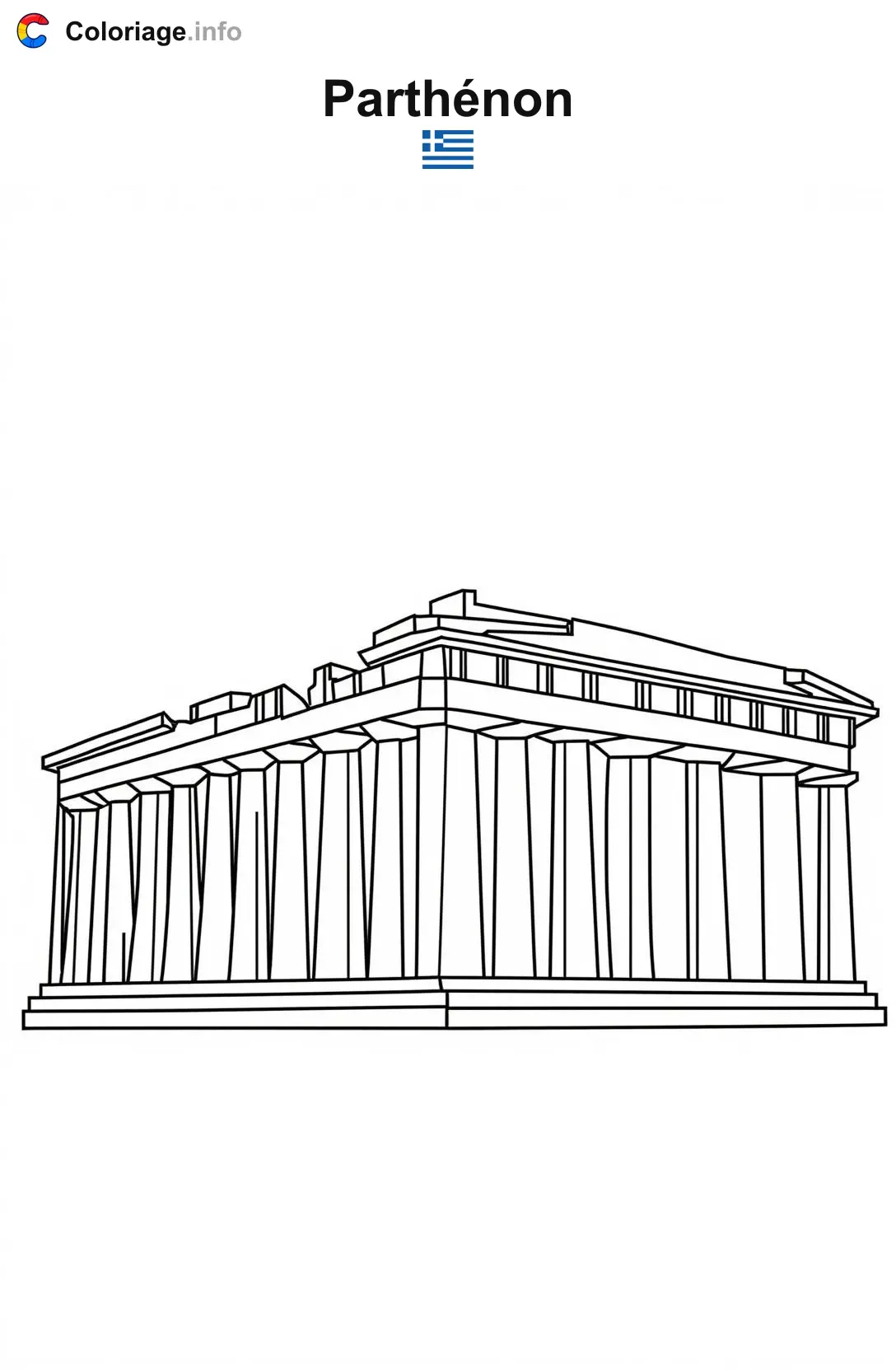 Coloriage Parthénon Grèce - Monuments à imprimer