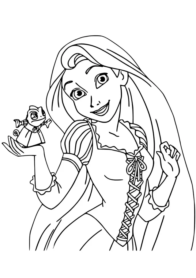 Coloriage Pascal Le Camaleon Aime Pas Sa Nouvelle Tenue - Raiponce à imprimer