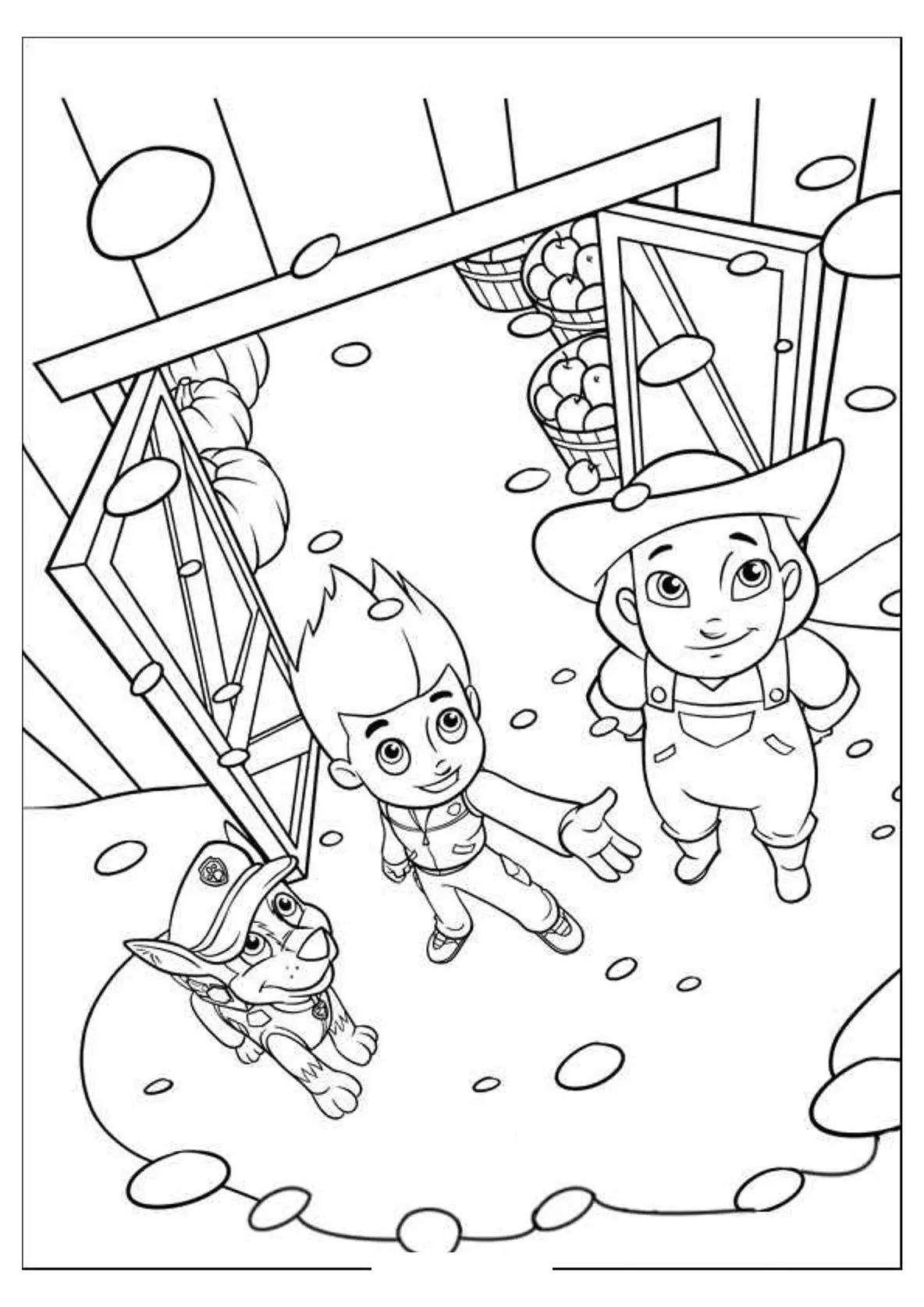 Coloriage Pat Patrouille récoltant des friandises en parachute - Pat patrouille à imprimer