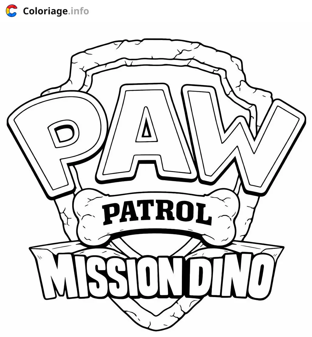 Coloriage pat patrouille le film mission dino logo - Pat patrouille à imprimer