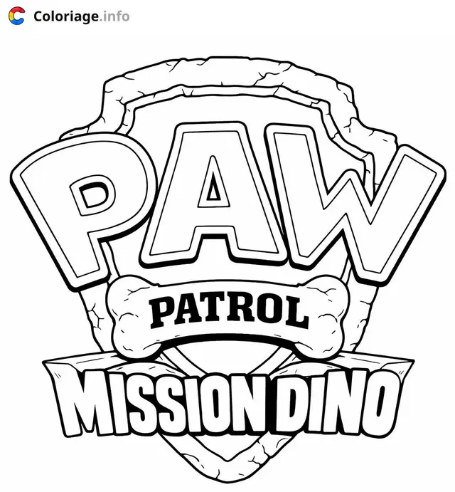 Coloriage pat patrouille le film mission dino logo - Pat patrouille à imprimer
