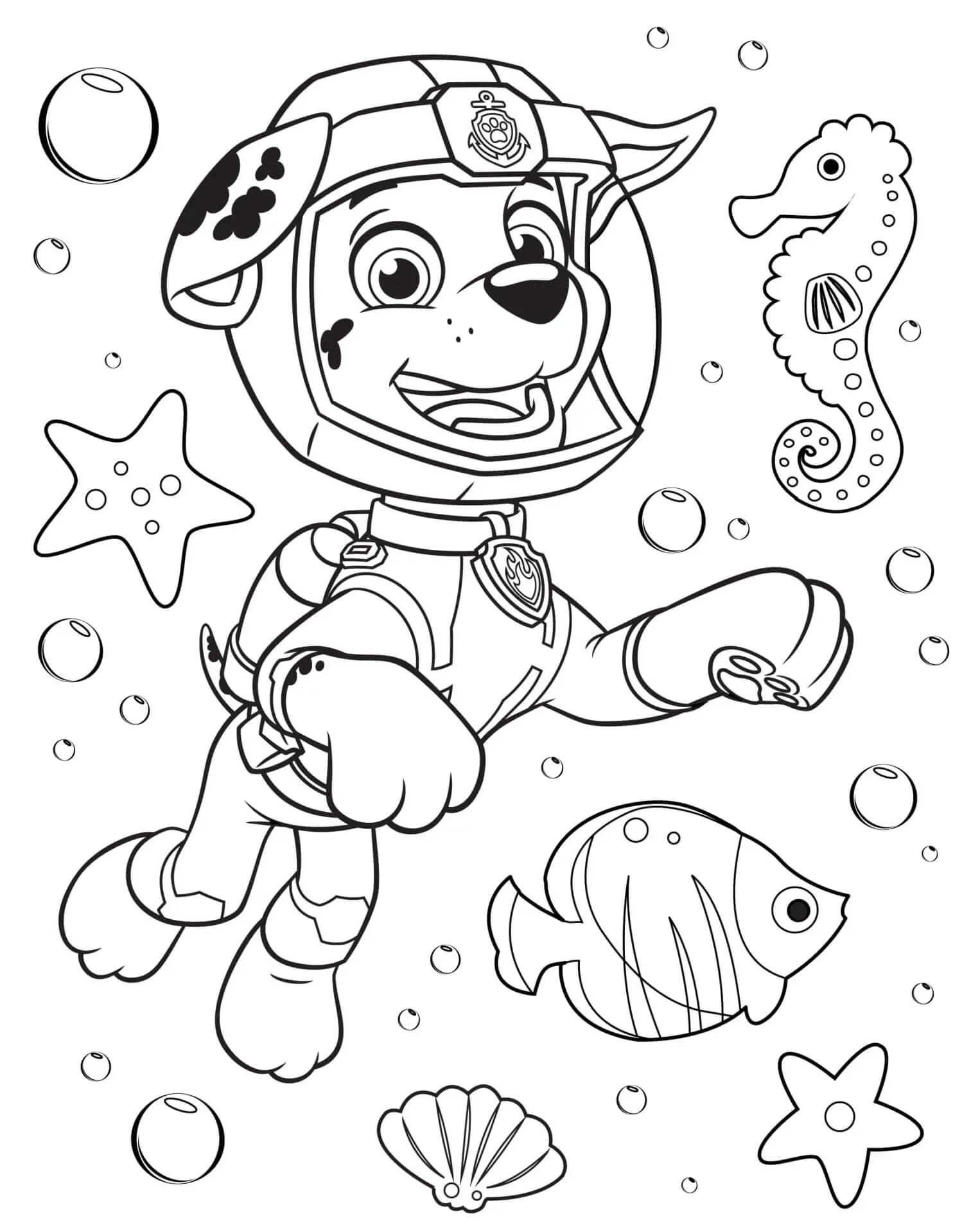 Coloriage Pat Patrouille Maritime Avec Marcus - Pat patrouille à imprimer