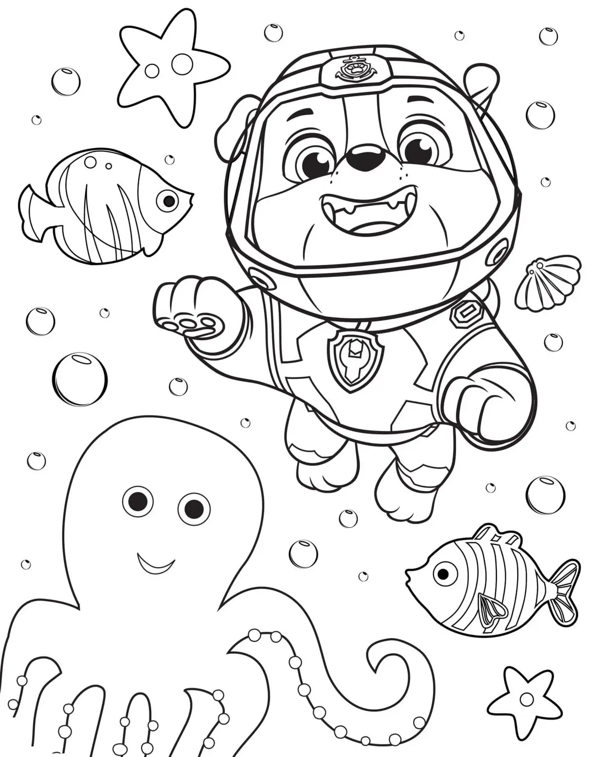 Coloriage Pat Patrouille Maritime Avec Ruben - Pat patrouille à imprimer