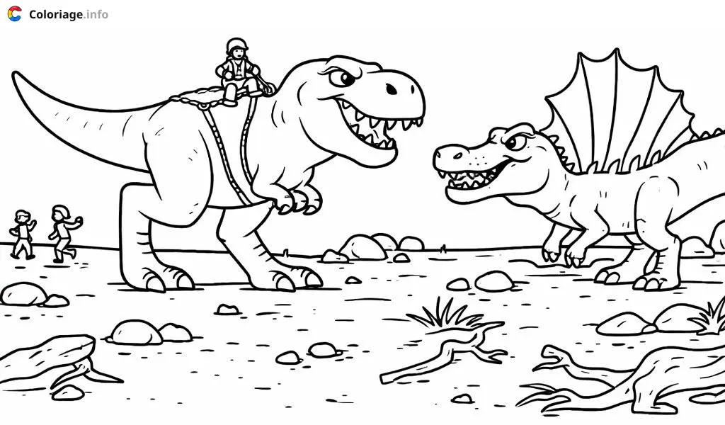 Coloriage pat patrouille mission dino face a face dinosaures - Pat patrouille à imprimer