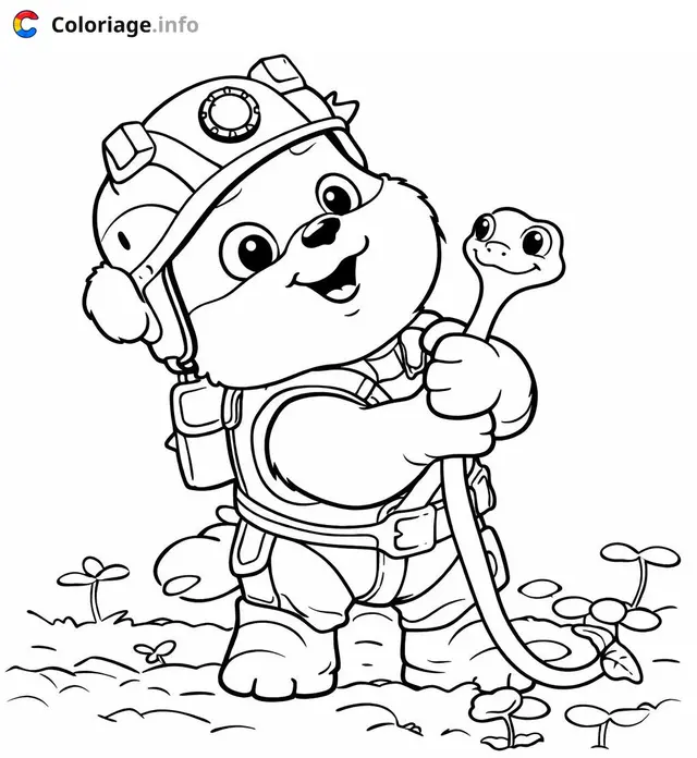 Coloriage pat patrouille mission dino ruben et bebe dinosaure - Pat patrouille à imprimer
