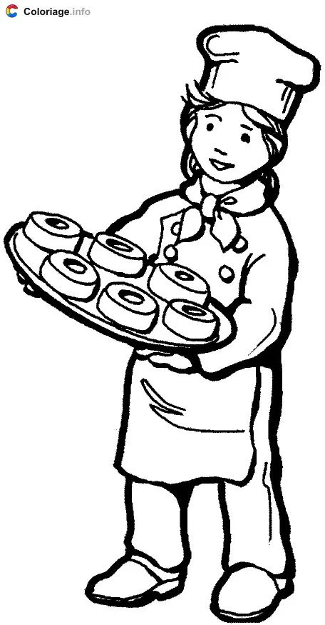 Ausmalbild Pâtissier – Konditor beim Backen zum Ausdrucken