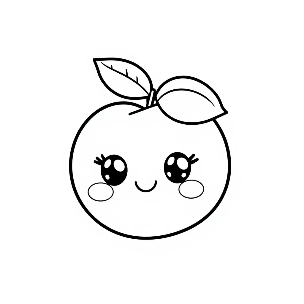 Coloriage Pêche 1 Fruit Kawaii - Kawaii fruits à imprimer