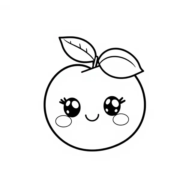 Kawaii Peach Fruit coloring page to print