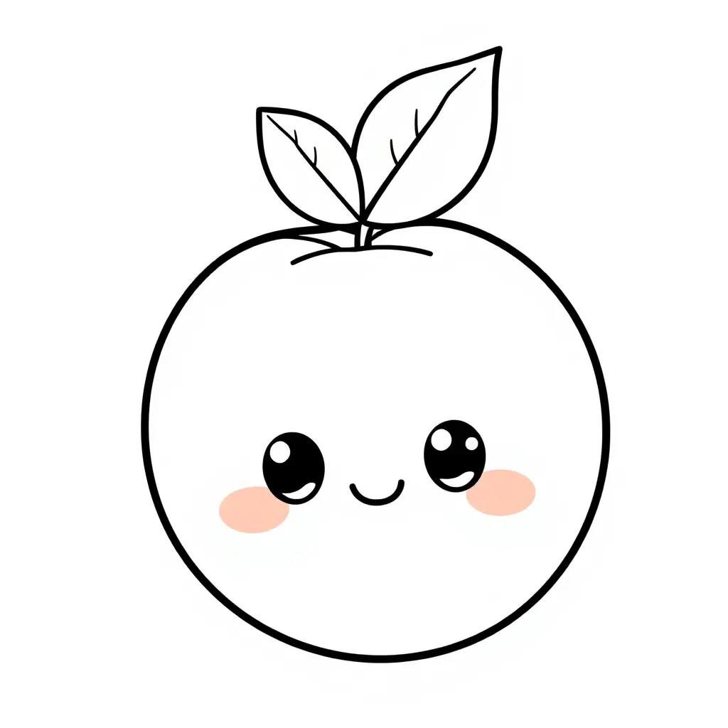 Coloriage Pêche 2 Fruit Kawaii - Kawaii fruits à imprimer