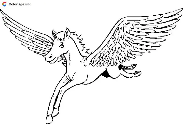 Coloriage Pégase saute - Pégase à imprimer