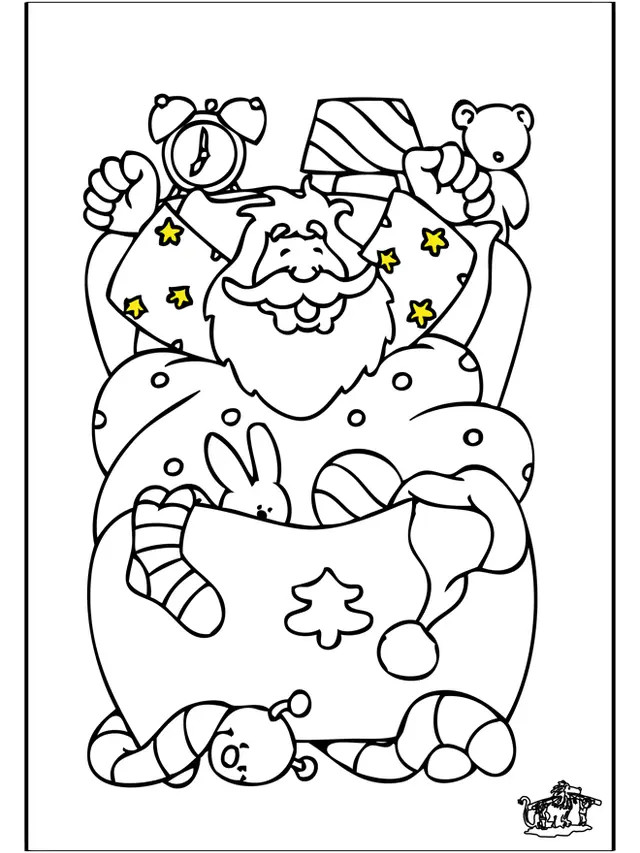 Coloriage Père Noël avec son traîneau et ses rennes - Père Noël à imprimer