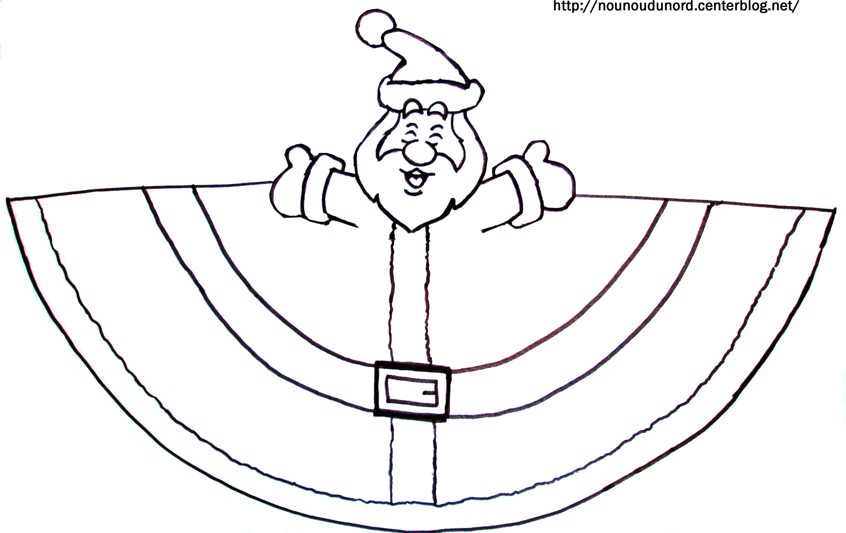 Coloriage Père Noël jovial avec son sac de cadeaux - Père Noël à imprimer